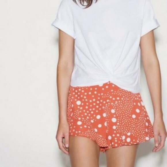 Anthropologie Fifth Label Peppers Shorts high rise waist Polka Dots Ruffles Red - Picture 8 of 16